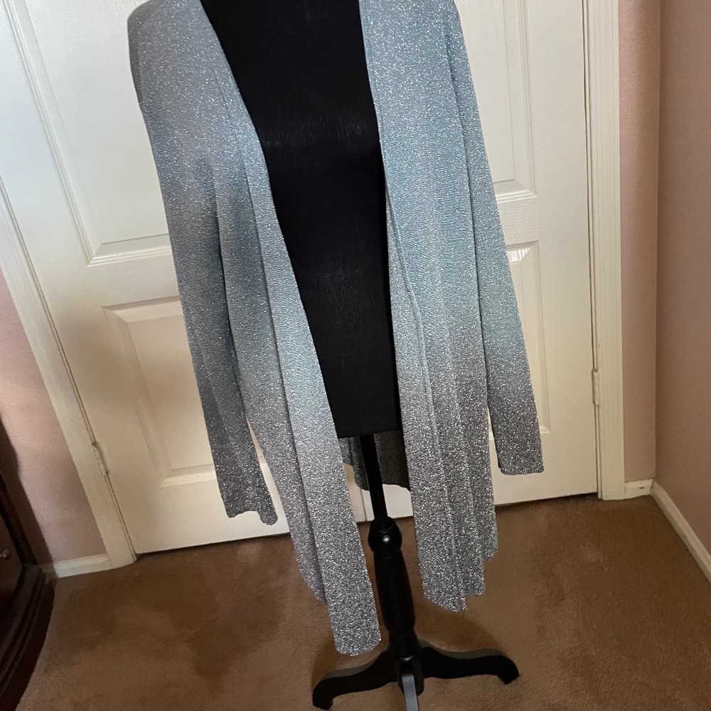Jones’s New York ombré cardigan shimmery with metallic threads